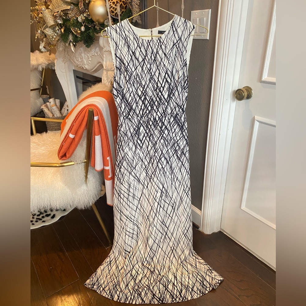 BCBG Abstract White and Black Dress